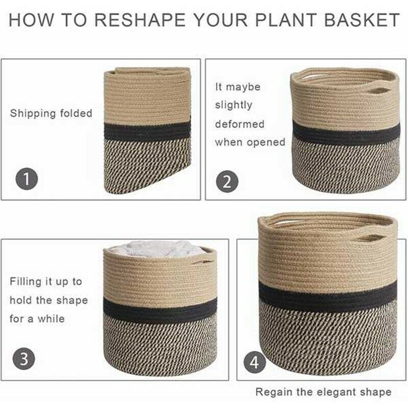 Organizer Basket Planter Basket Cotton Rope Woven Flower Pot Cotton SundriesQ6I4