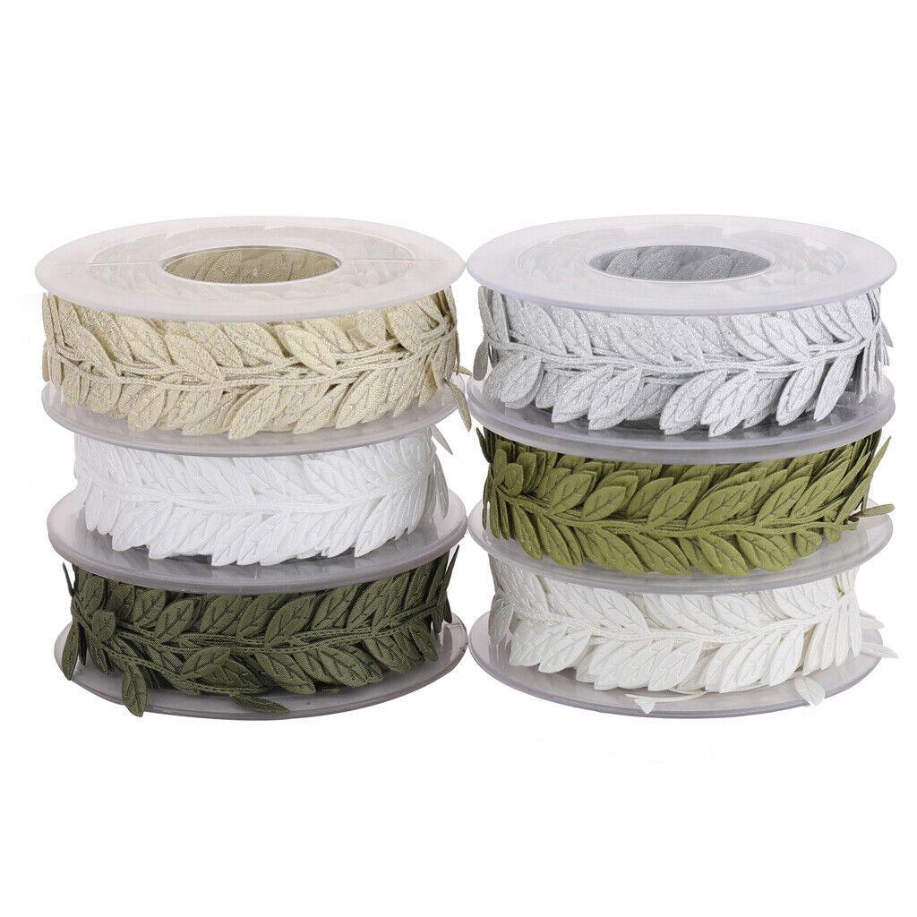 15m Leaves Ribbon Trim Wreath for Wedding Wall Crafts Party Decor White