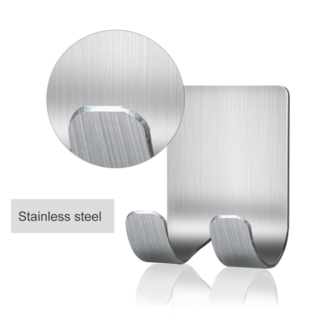 2 Pieces  Holder Self-adhesive Multi-purpose Hooks Stainless Steel Waterproof