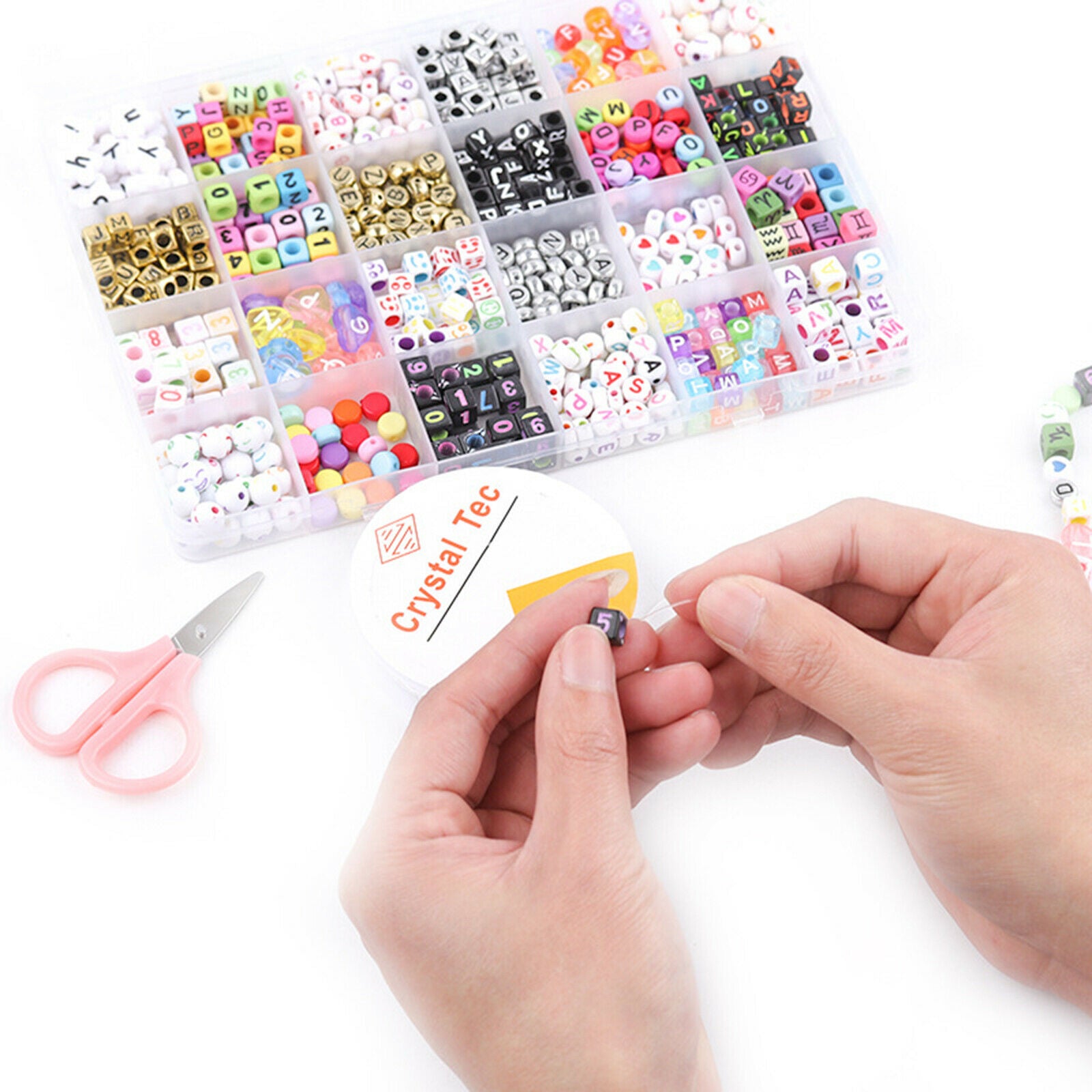 Premium Acrylic Bracelet Beads Hair Hoop Necklace DIY Charm with Storage Box