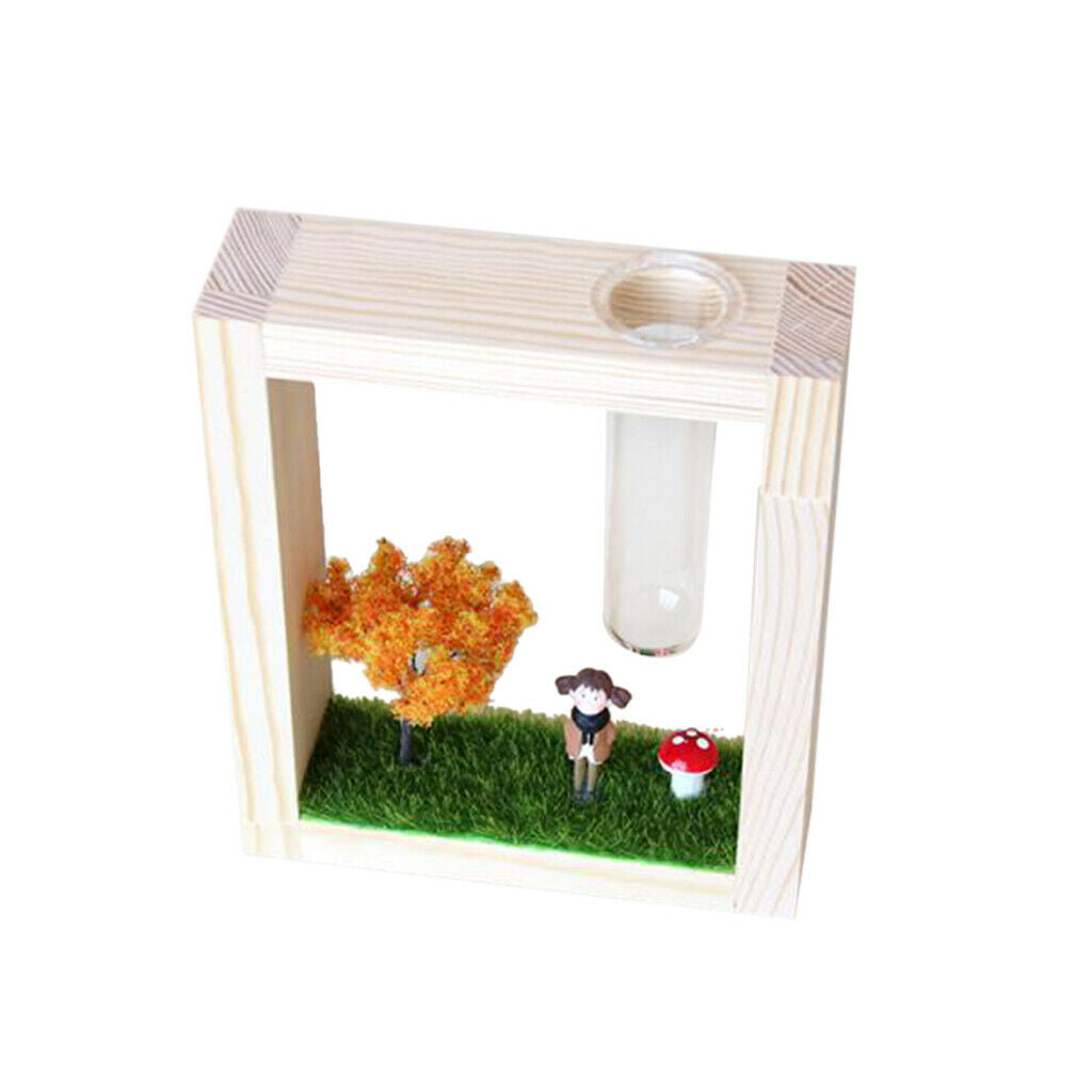 Hanging Micro landscape Test Tube Flower Vase Hydroponic Vase In Wood Stand A