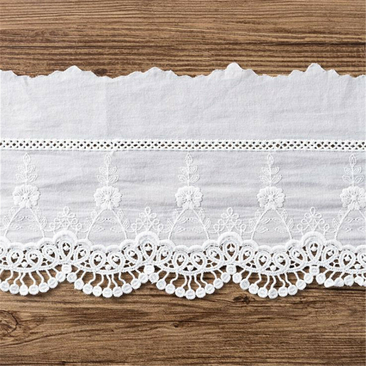 5Yards Embroidery Floral Cotton Lace Trim Ribbon Wedding Fabric DIY Sewing Craft