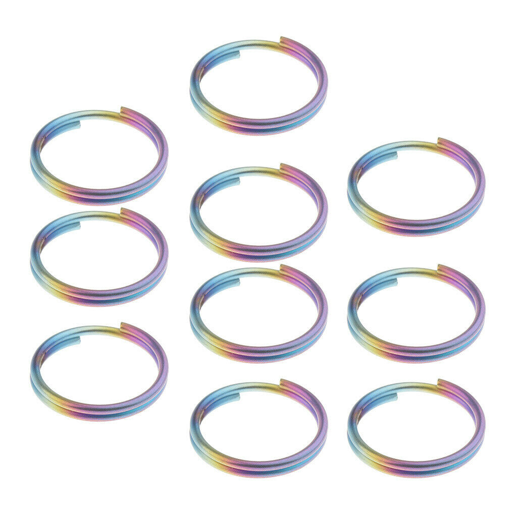 10 Pieces Titanium Key Split Keyrings Keychains  Clasps Keyfobs 14mm