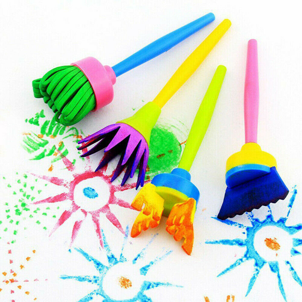 25pcs Kid Painting Brushes Sponges Paint Apron Brush Set for Children Toddler