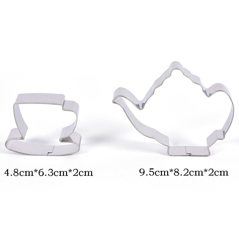 2Pcs/set Tea Cup and Tea Pot Shape Cookie Cutter DIY Biscuit StampsBaking.l8