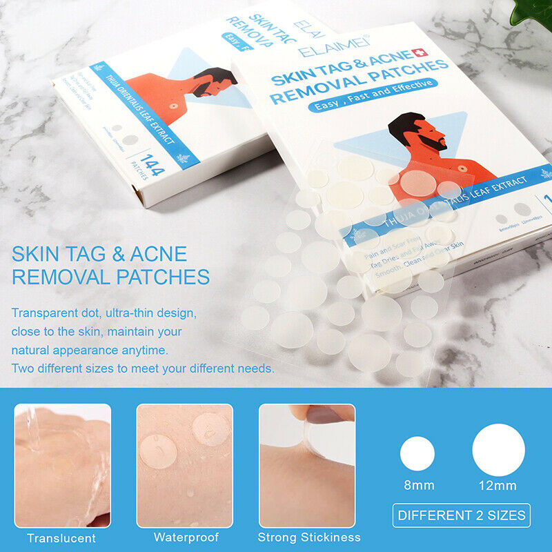 144PCS Skin Tag Acne Patch Hydrocolloid Acne Skin Tag Invisible Remover P.l8