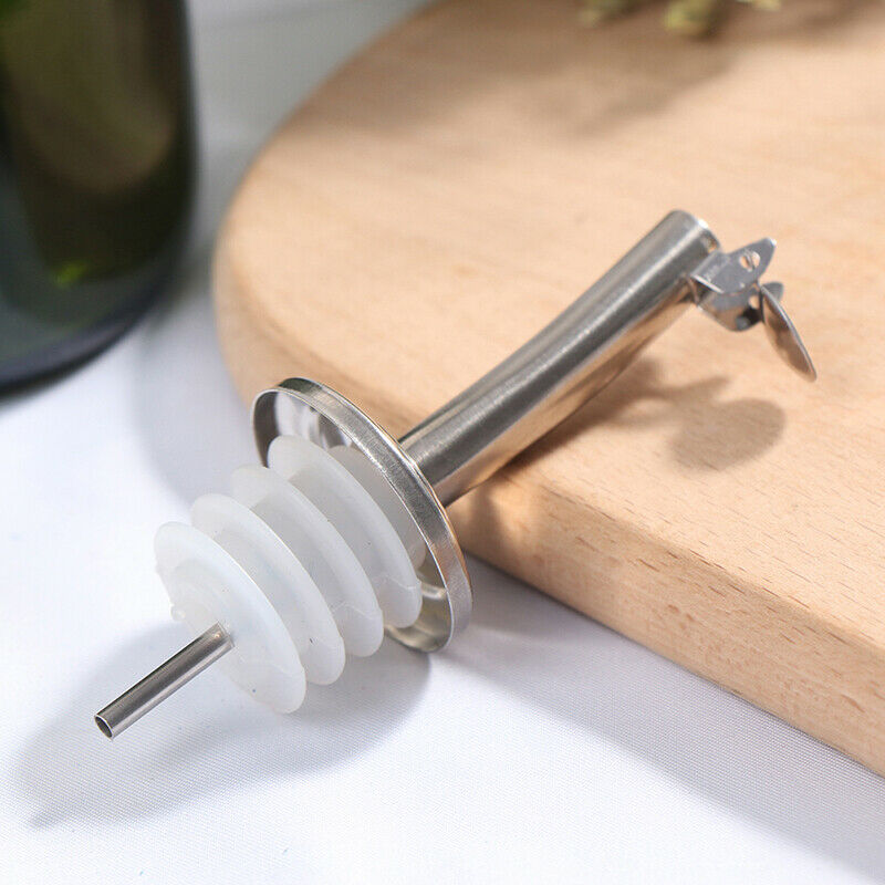 Stainless Steel Oil Stopper Wine Pourer Double Cover Nozzle Kitchen Bar T.l8