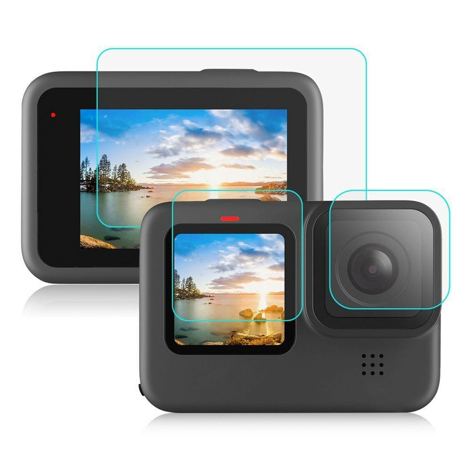 Camera Screen Protector + LCD Tempered Glass Film for    9 Black