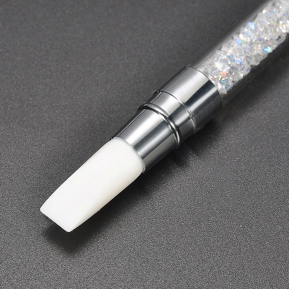 Double Way Silicone Head Rhinestone Nail Art Brush Pen Carving Dotting Tool