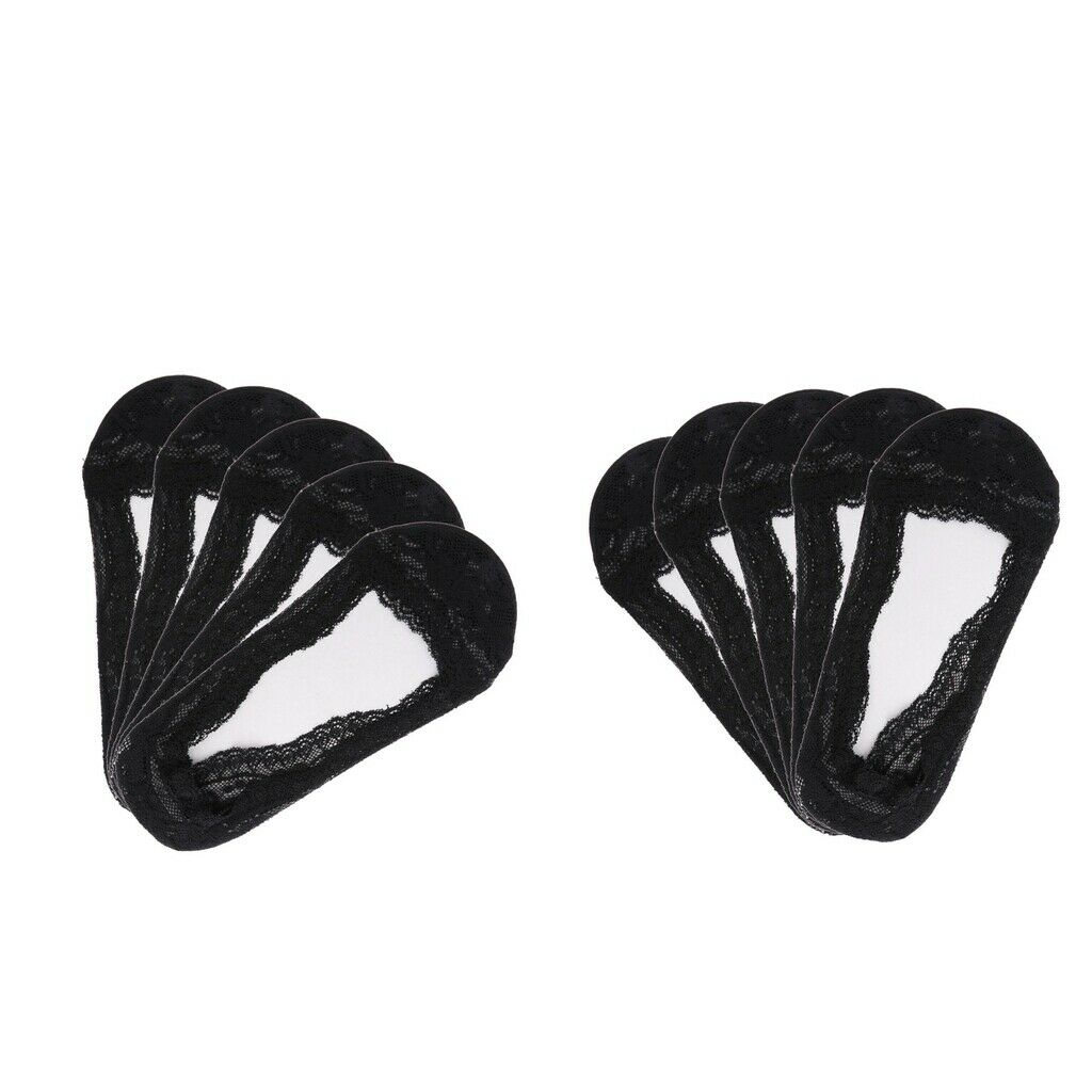 10 Pairs of Women's Lace Socks Invisible, Non-slip, Low Cut Socks for Summer