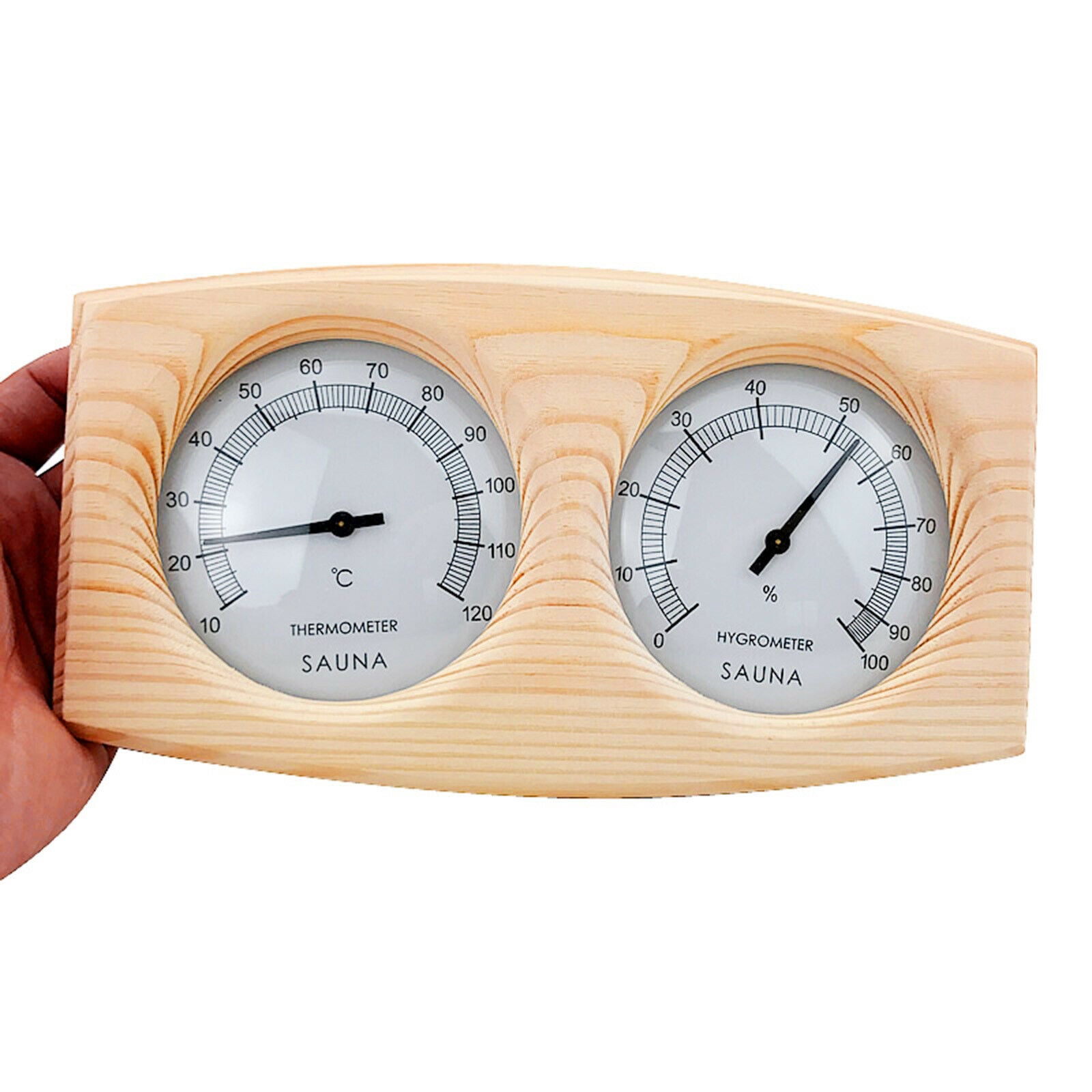 2 in 1 Wood Wall Mounted Sauna Thermometer Hygrometer Sauna Room Equipment
