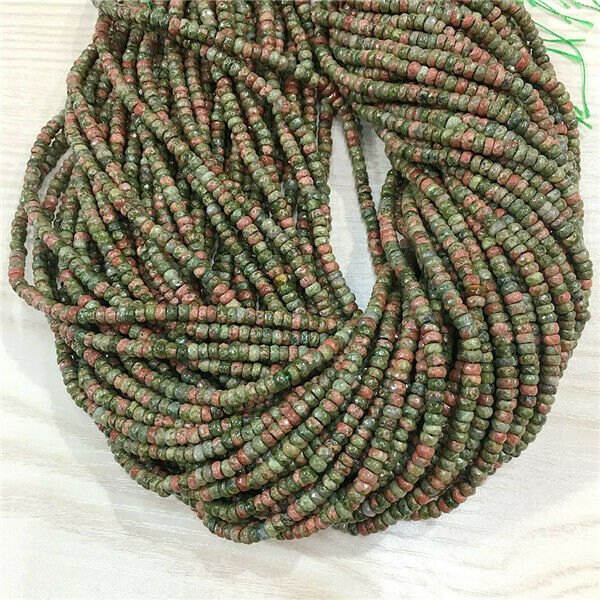 1 Strand/160Pcs 4x2mm Natural Unakite Jasper Faceted Abacus Spacer Beads HH501