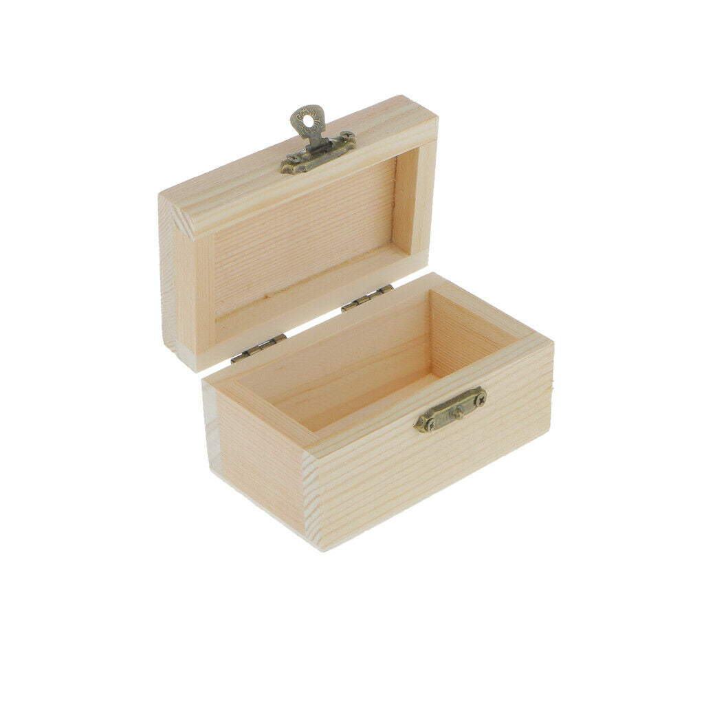 Unpainted Square Jewelry Box w/ Clasp Keepsake Gift Box Holider Accessory