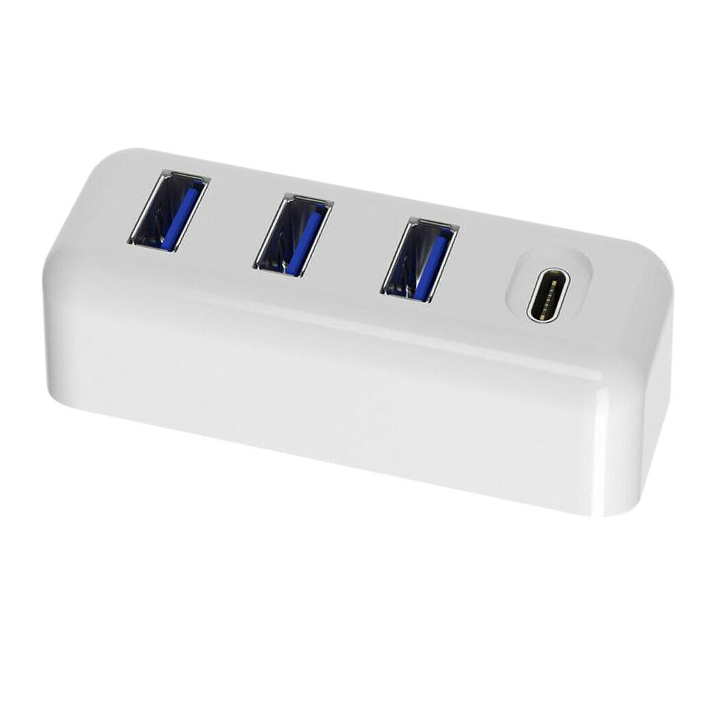 White - 3 Port HUB Splitter Power USB Type C Adapter Dock for Laptop