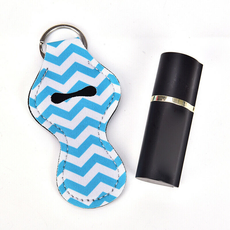 Waterproof Neoprene Floral Lipstick Chapstick Lip Balm Holder Bag Key ChainATDD