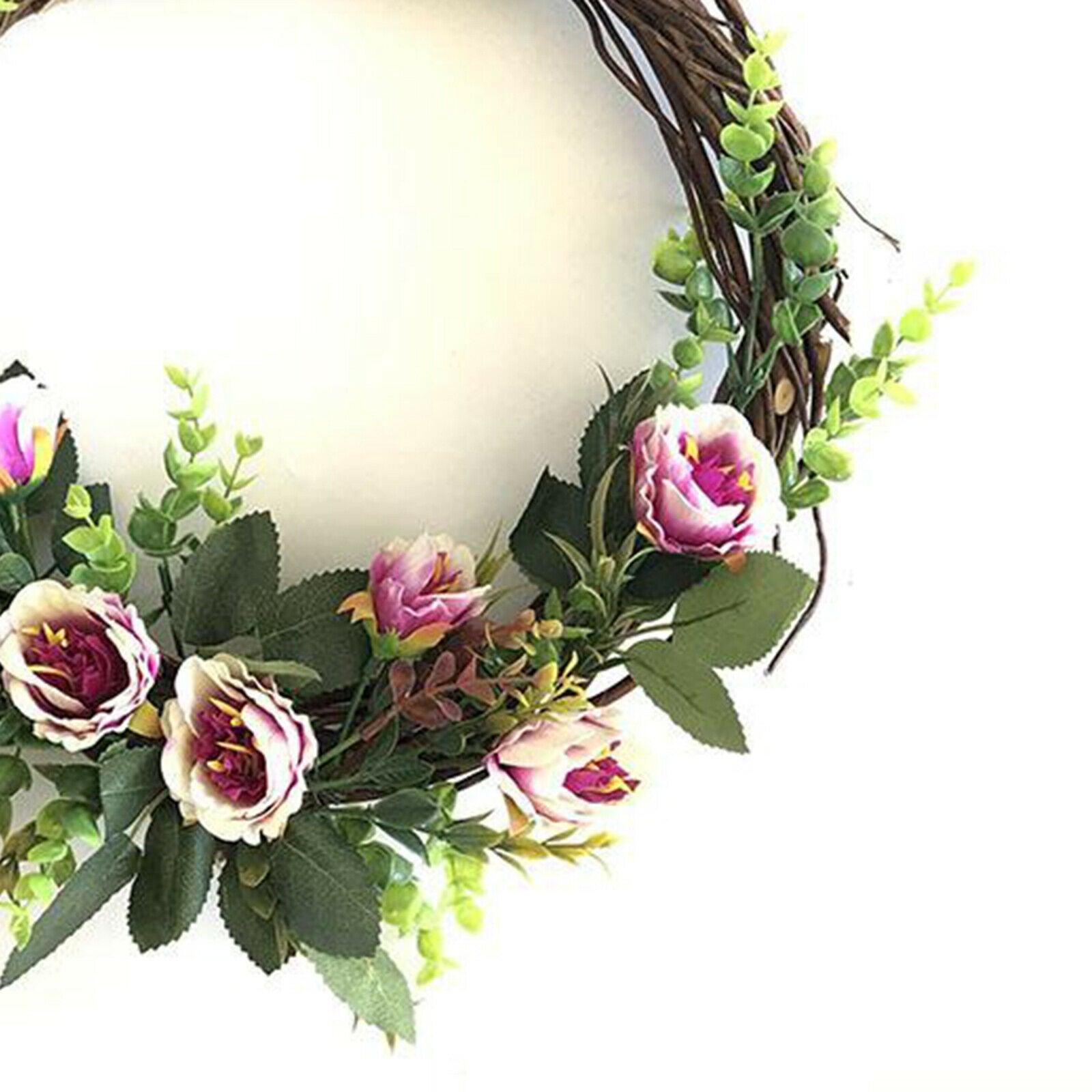 Flowers Wreath Rattan Hoop Door Hanging Party Fireplace Decor  38cm