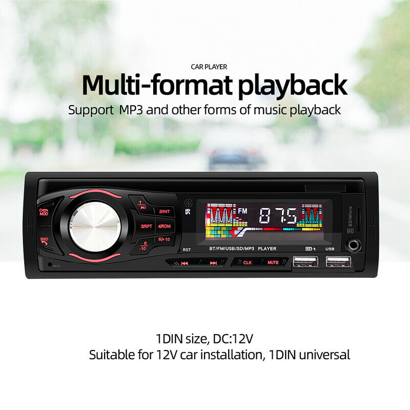 Single Din Car Stereo LCD Bluetooth Audio Multimedia MP3 USB FM Radio Receiver