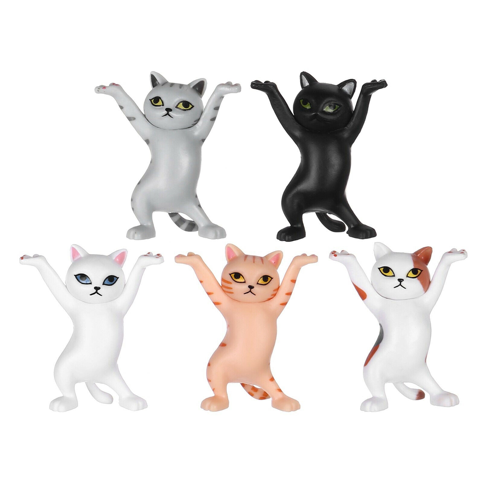 Set of 5 Cat Pen Ornament Kitty Bracket Funny Gift Office Desktop Decoration