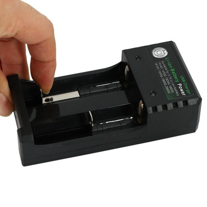 Rechargeable 2-Slot Battery Charger Li-Ion USB Smart Fast Charger For 18350 18X3