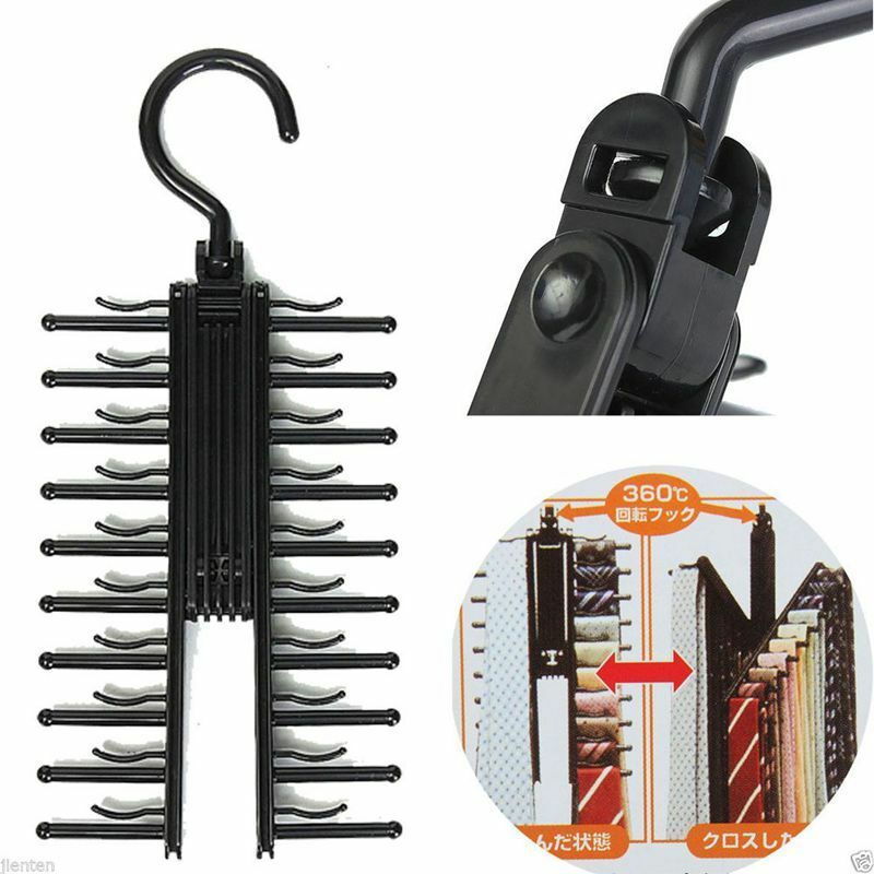Black Rack Belt Scarf Neckties Hanger Holder Multifunctional Closet Organizer