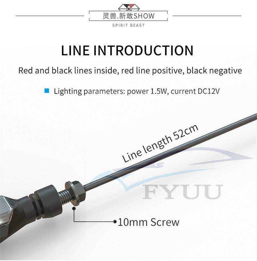 LED Turn Signal Highlight Motorcycle Headlight 12V Direction Indicator Assembly