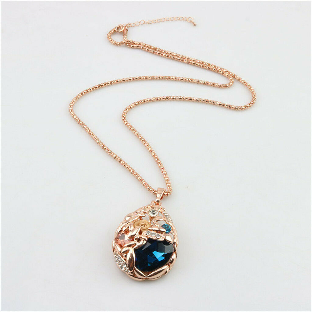 Rhinestone Waterdrop Oval Ball Pendant Necklace Fashion Jewelry Lady Girls