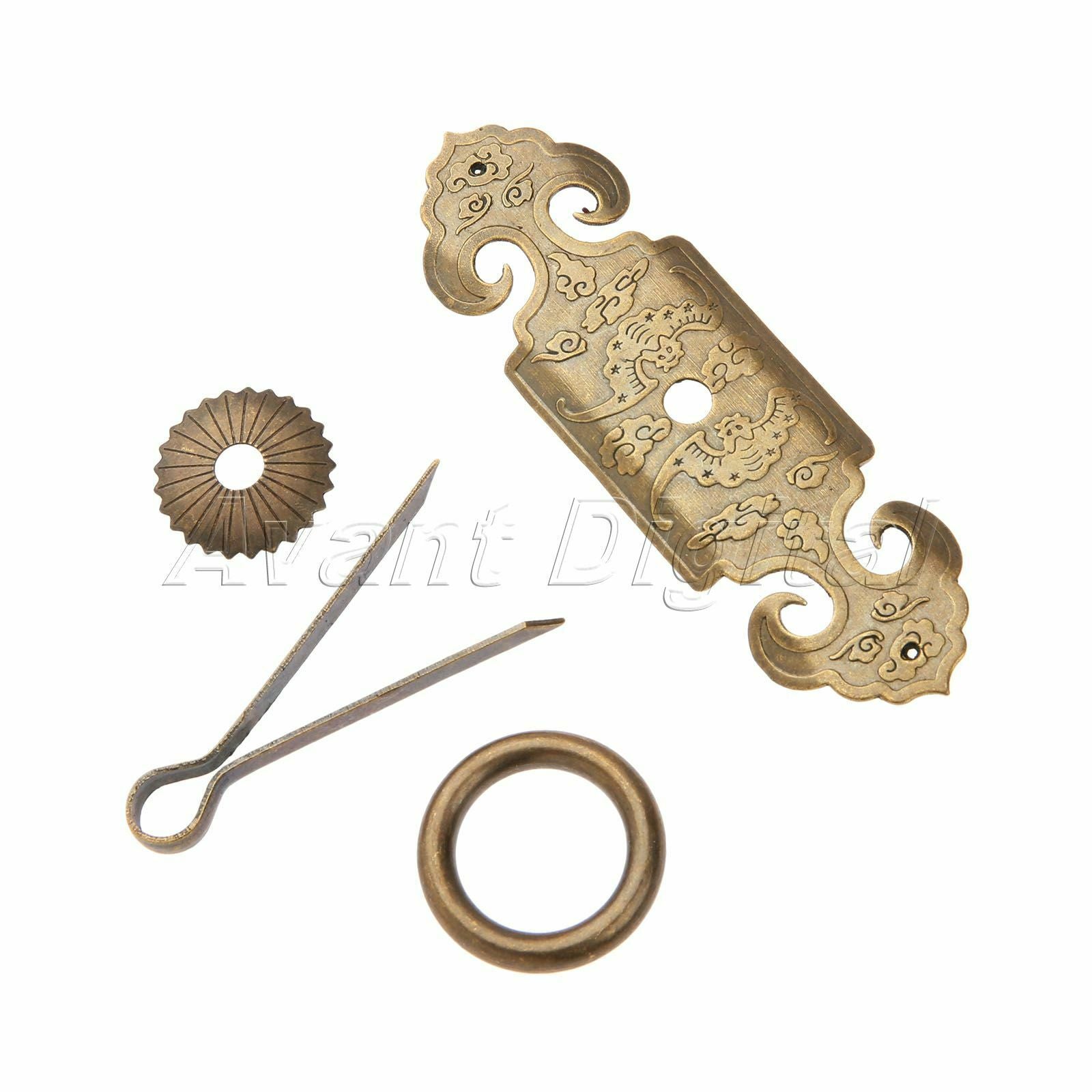 Chinese Traditional Classical Totem Cabinet Dresser Drawer Brass Pull Handles PC