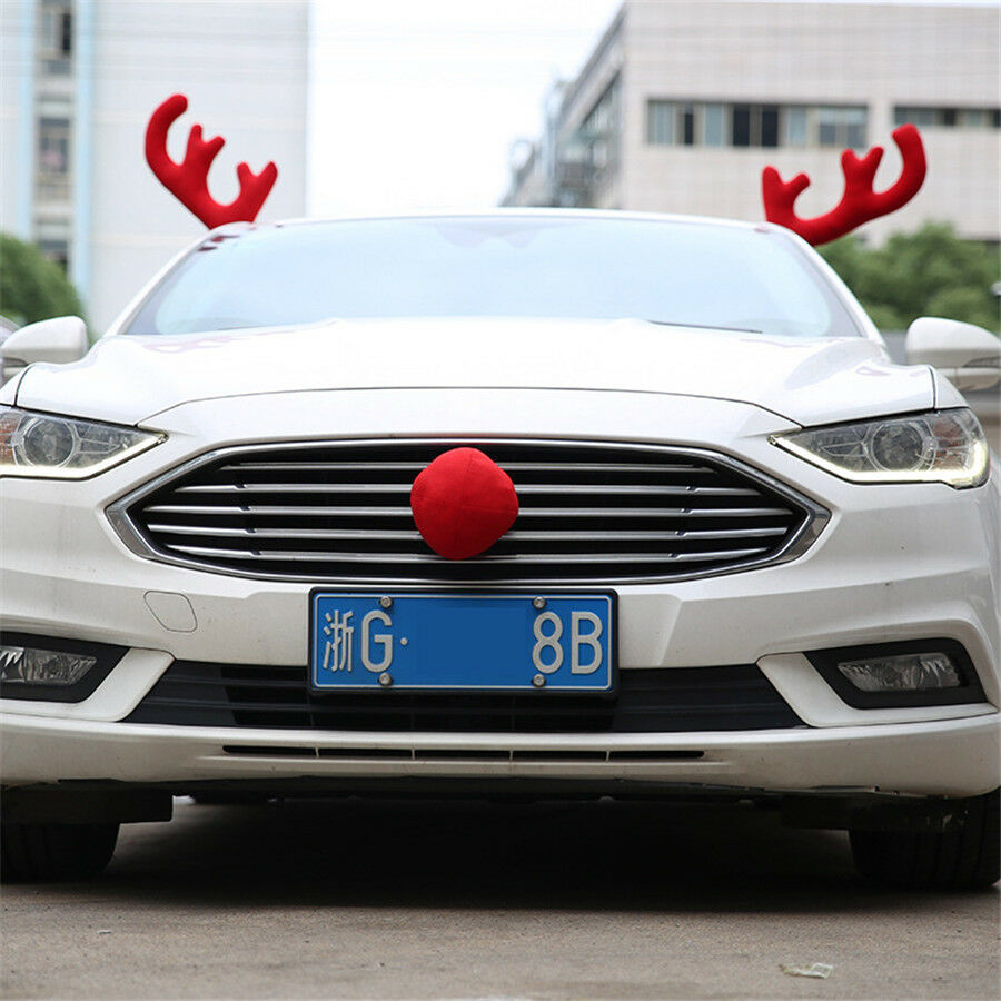 Big Reindeer Antlers Nose & Mirror Cover Car Van Vehicle Costume Christmas Décor