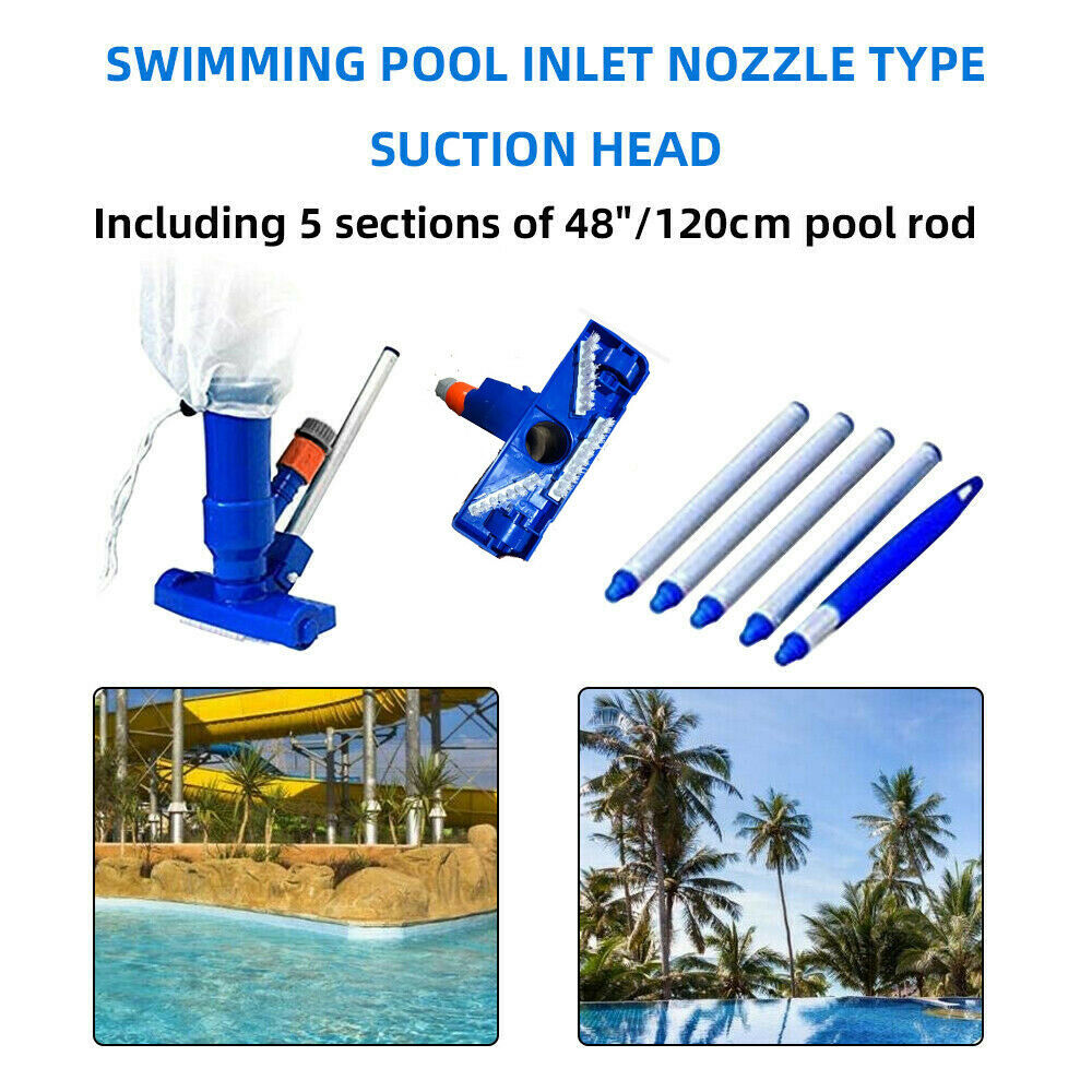 Profession Tubs Swimming Pool Jet Vacuum w/ 5 Pole Section Hoover Cleaner Set