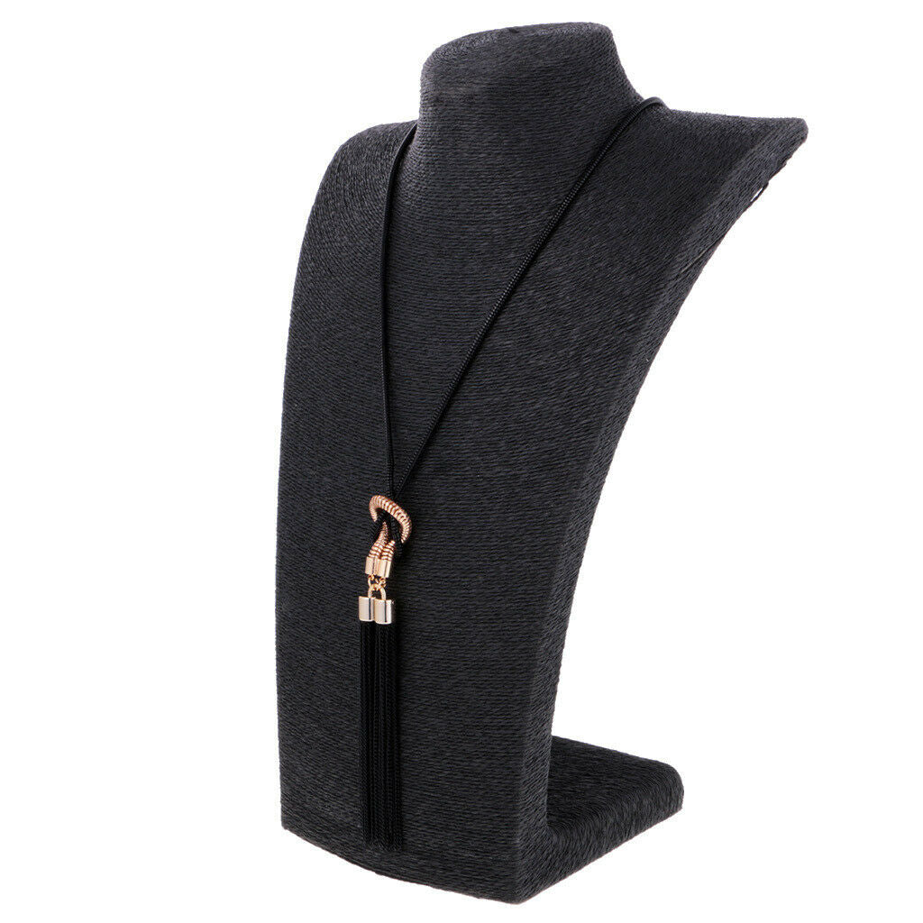 Fashion Tassel Pendant Statement Long Chain Sweater Necklace Jewelry Black