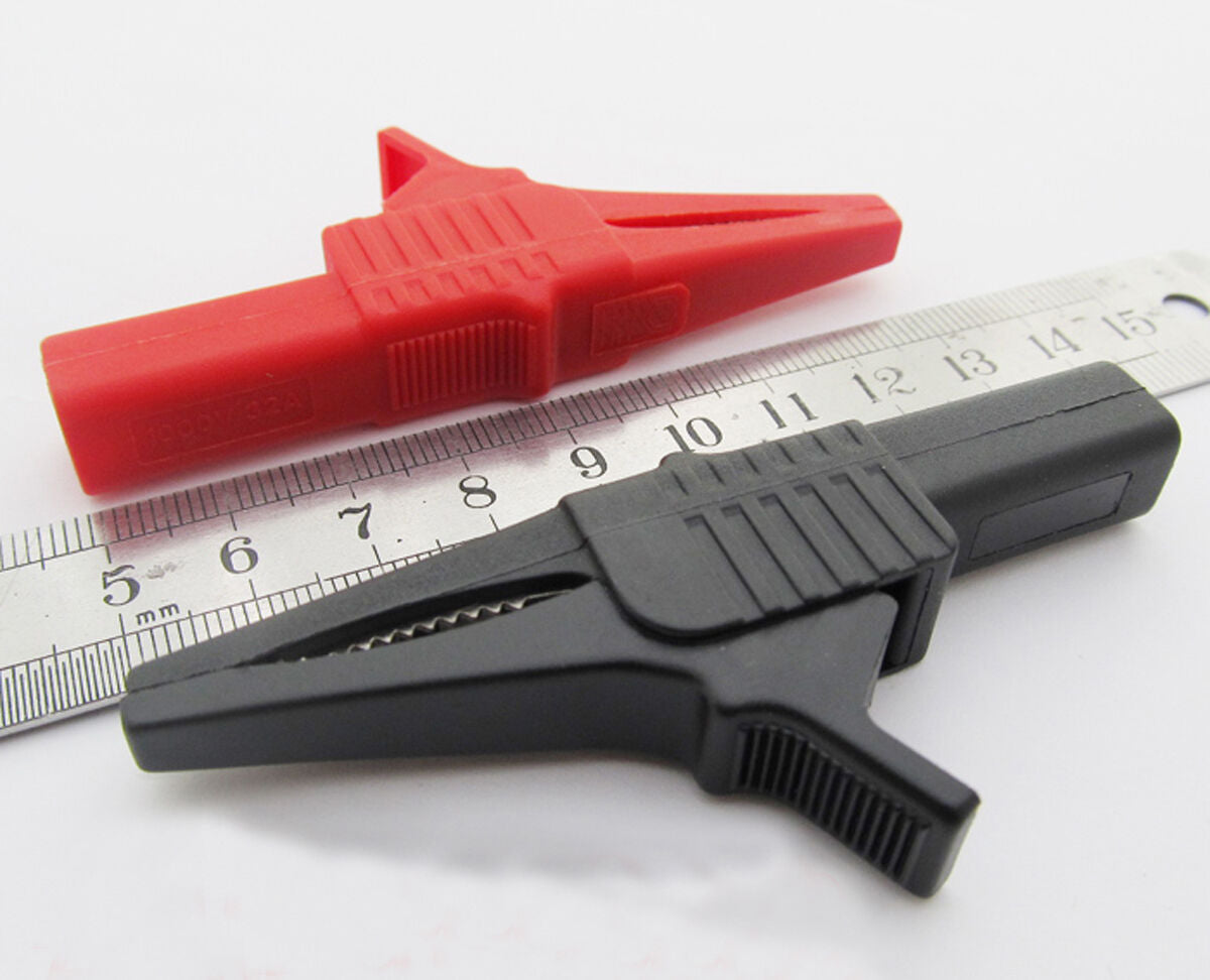 2pcs 1000V 32A Battery Alligator Kelvin Test Clip Red Black