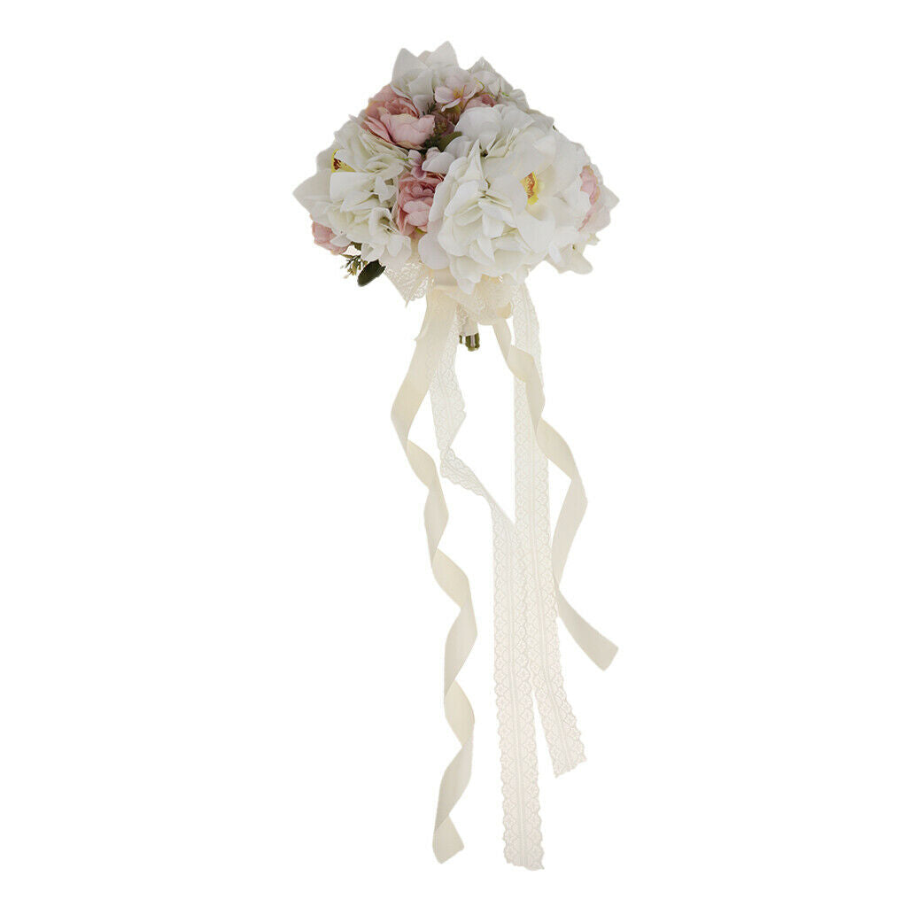 Bridal Flowers Bouquet Artificial Flower Lace And Pearls Decor for Valentine's