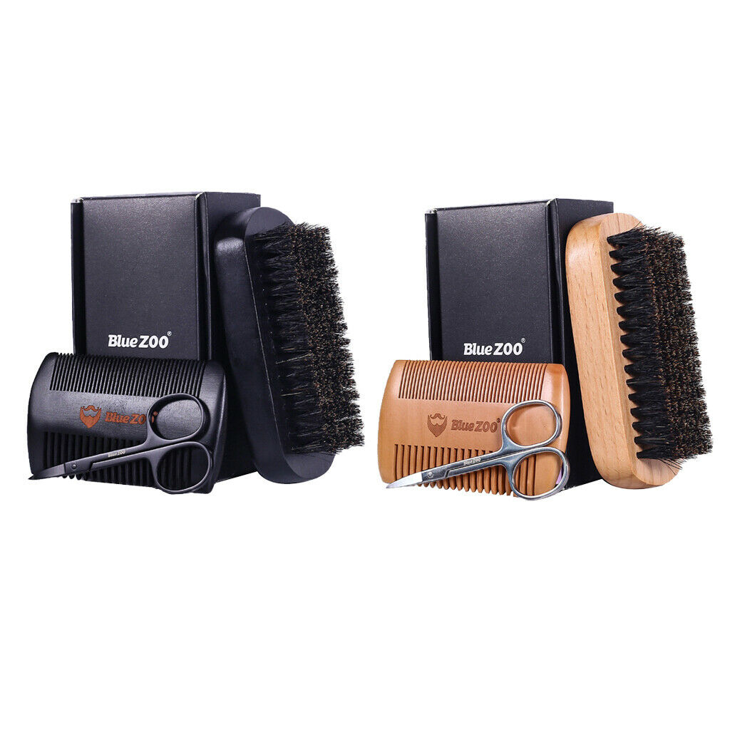 2 Set Mens Beard Grooming Kit with Comb Scissors Brush for Friend Grandpa