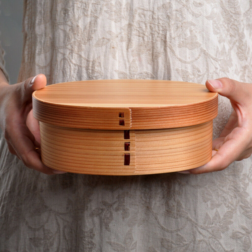Natural Wood 1 Tier Lunch Box Bento Box Food Sushi Snack Container with Lid