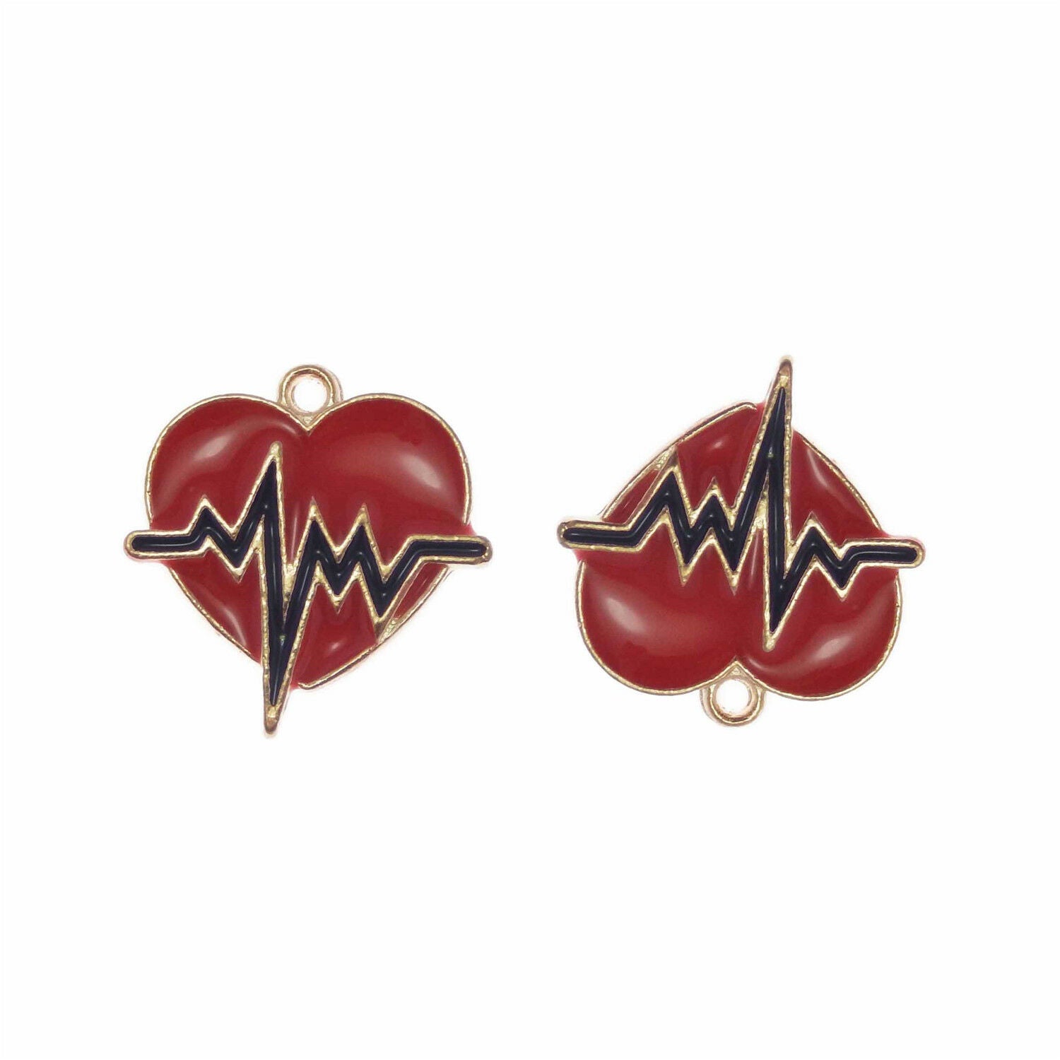 Lot of 10 Red Enamel Plated Heart Shaped Charm Earring Pendant Findings 20x21 MM