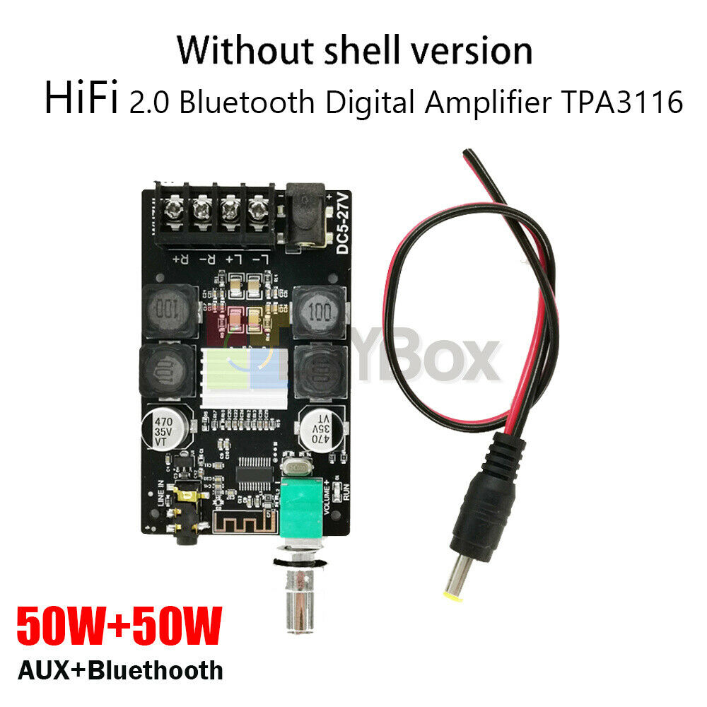 TPA3116 Bluetooth+AUX HIFI Power w/ Filter Digital Amplifier Stereo AMP 50W+50W