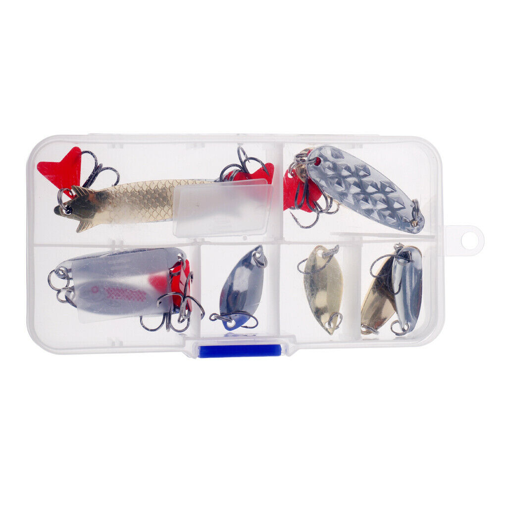 10Pc Hard Metal Fishing Spoons Bass Salmon Lure Bait with Hook Various Shape