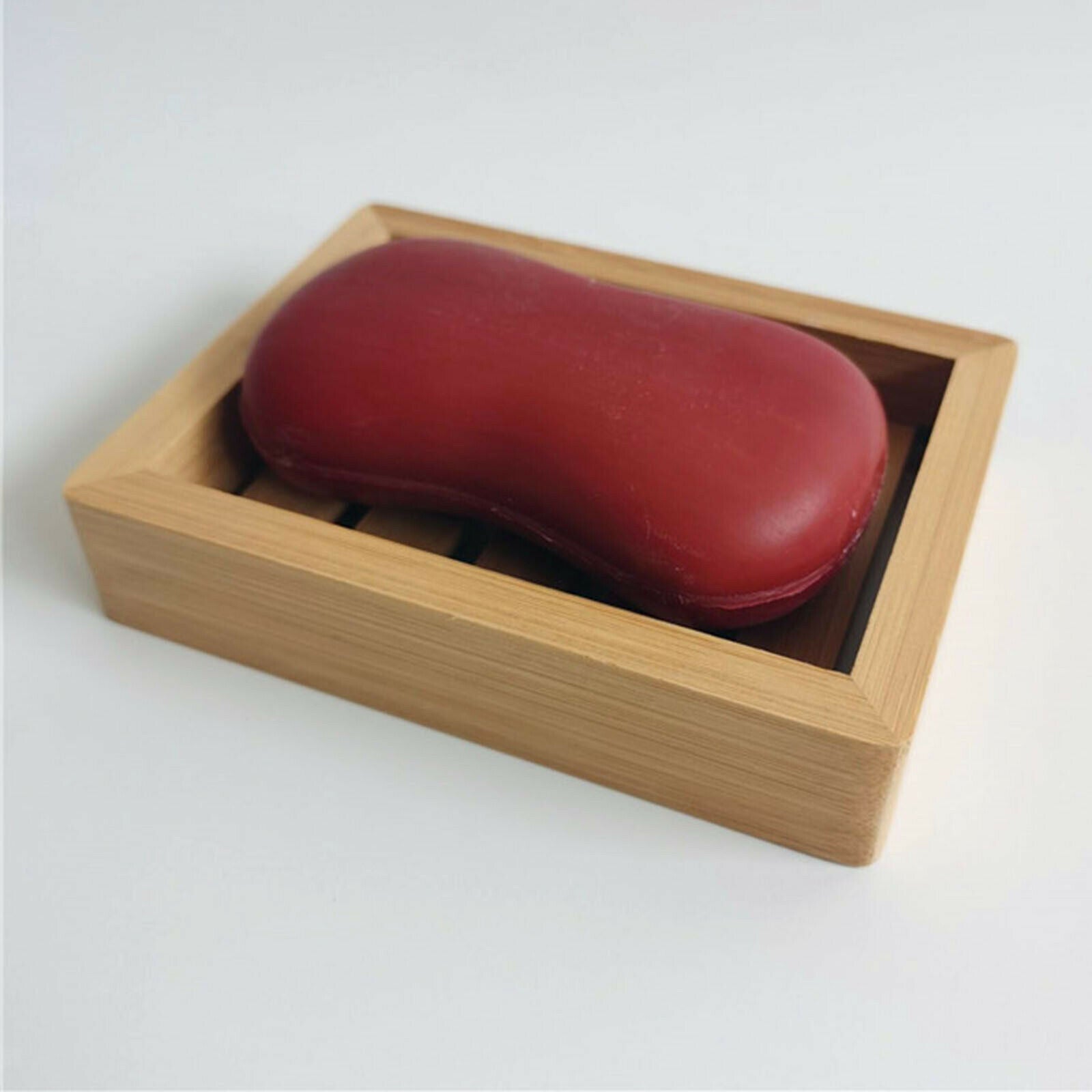 12X8cm Bamboo Soap Dish Bathroom Shower Kitchen Soap Holder Sponges Bathtub