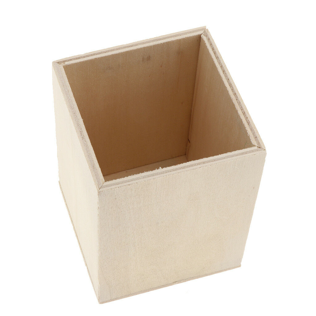 5x Blank Unfinished Wood Pen Container Holder Storage Box For Kids DIY Craft
