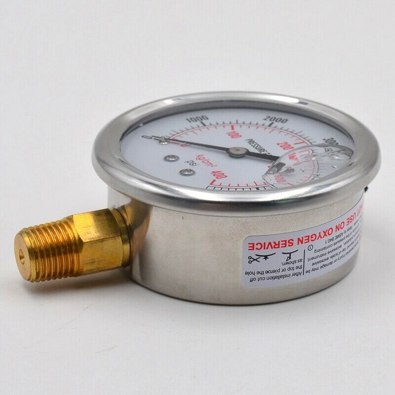 1/4 NPT Automotive Oil Pressure Gauge Instrument Hydraulic Meter 0-5700 PSI F8R9