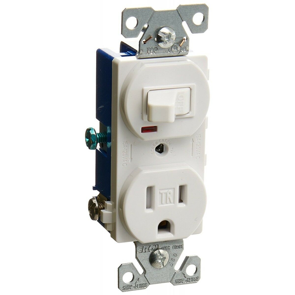 1pcs- COOPER TR274W 15A NEMA5-15 Toggle switch 15A 120V with receptacle 15A 125V
