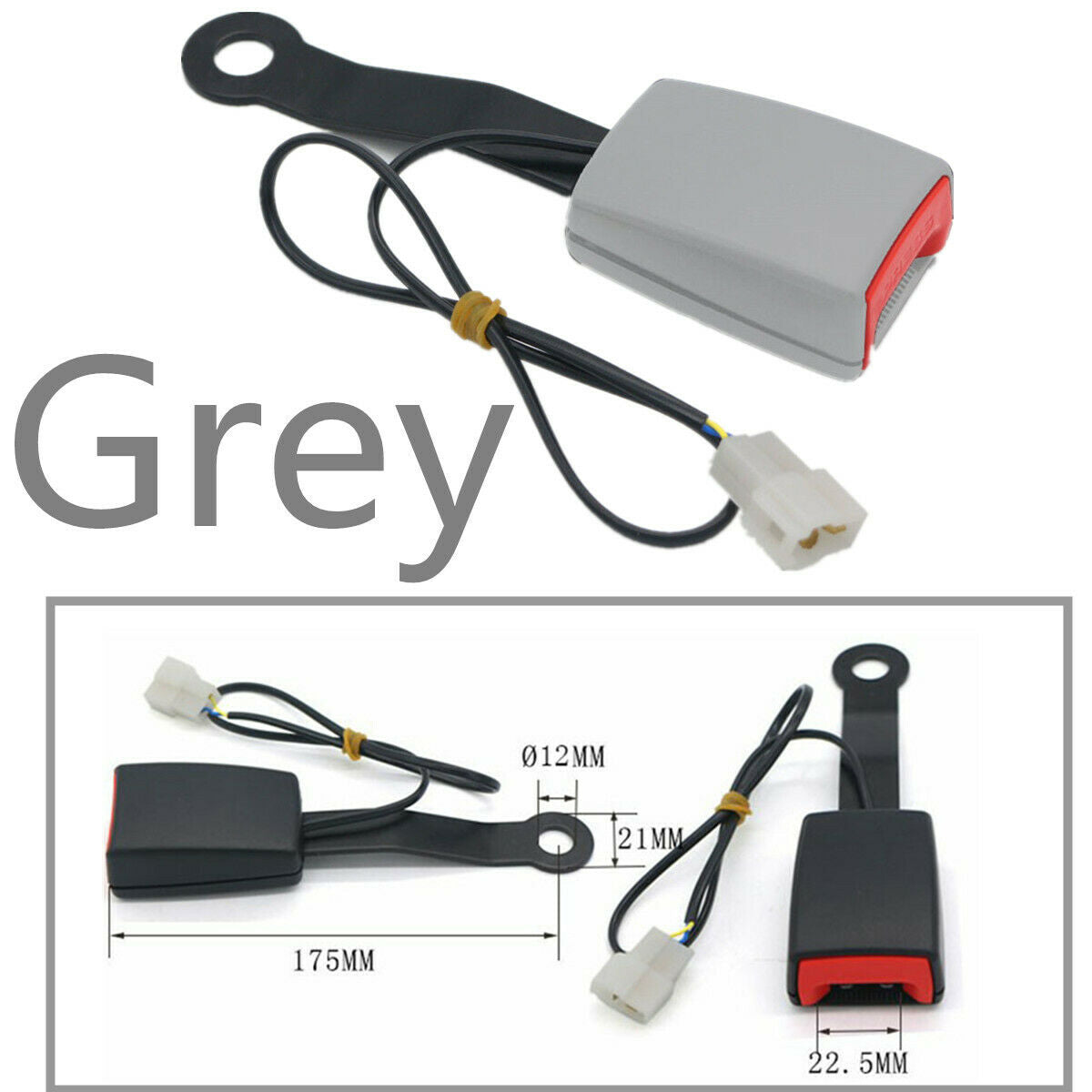 Grey 7/8 " Camlock Auto Car Front Seat Belt Lock Buckle with Warning Cable