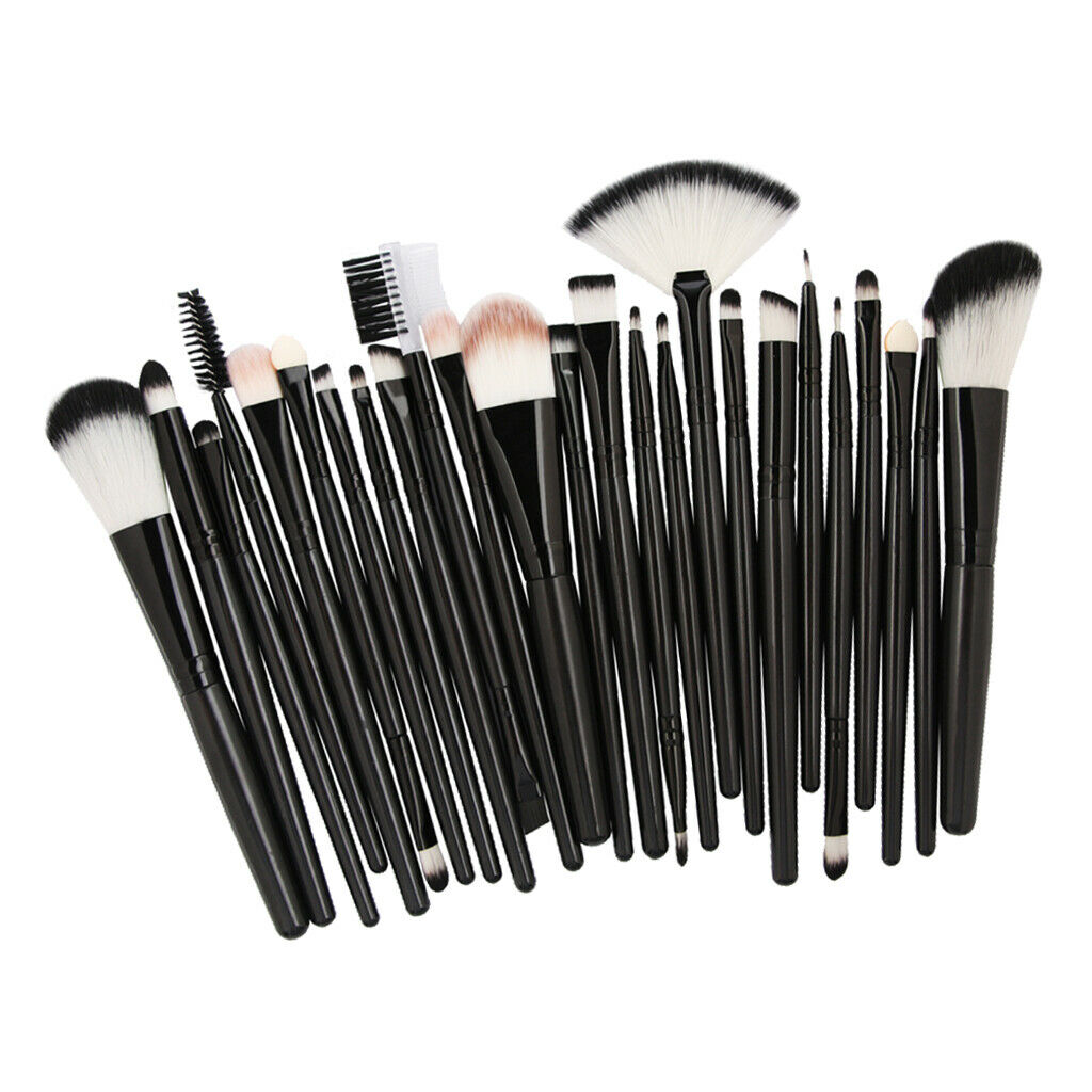 25x Soft Makeup Brushes Set Blush Buffing Blending Mascara Brush Comb Black