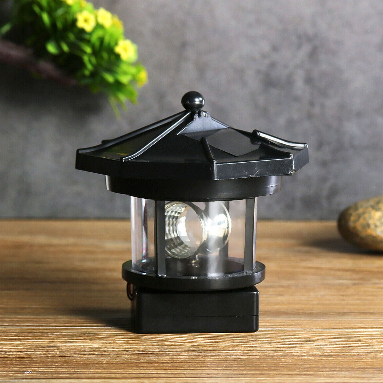Solar Powered LED Lighthouse Rotating Lamp Garden Light Outdoor Decor Yard Patio