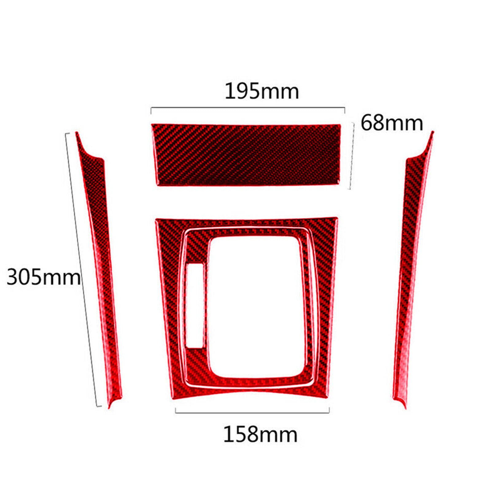 5X For Mercedes-Benz C Class W204 07-13 Red Carbon Fiber Gear Shift Panel Cover