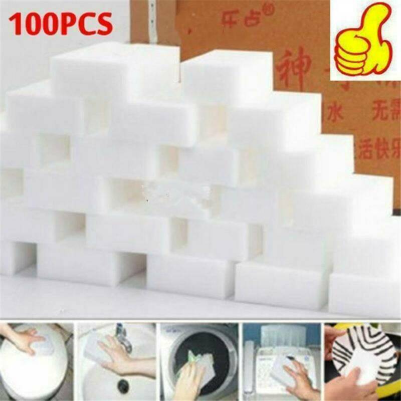 100 Pack Extra Large 1-1/4" Magic Sponge Eraser Melamine Foam Cleaning