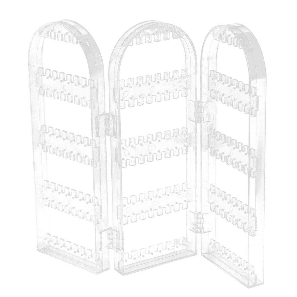 Earring Holder Folding Jewelry Rack for Ear Stud Earring Necklace 3 Transparent