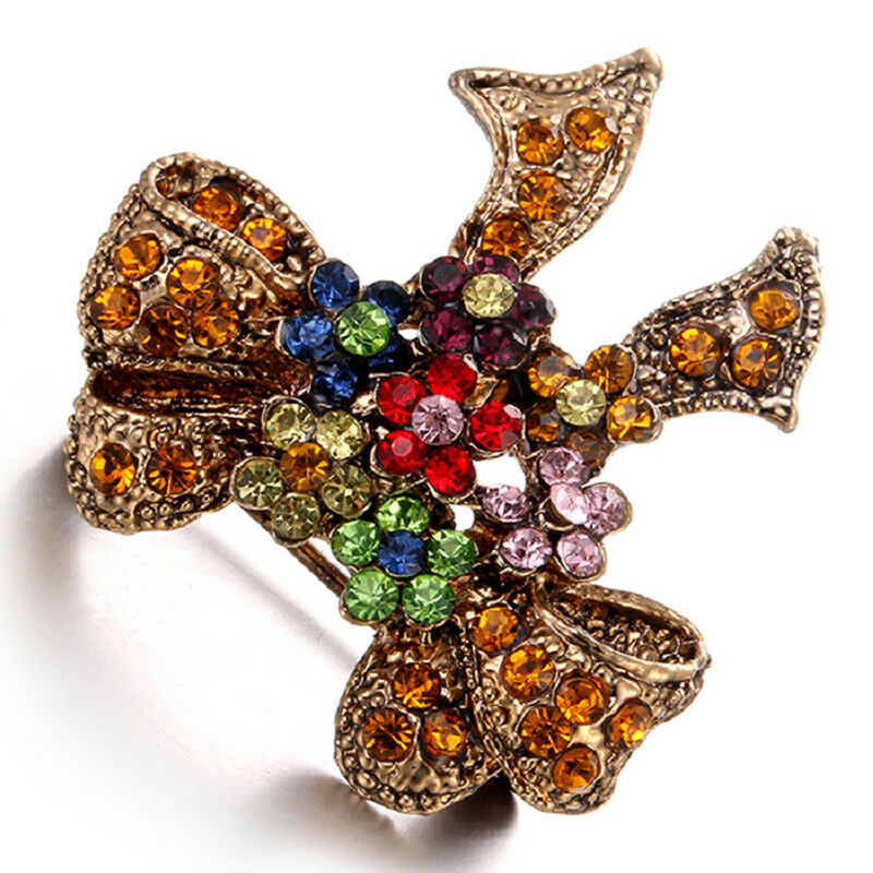 Enamel Bowknot Crystal Rhinestone Brooch Pin Women Suit Collar Brooch Jew.l8