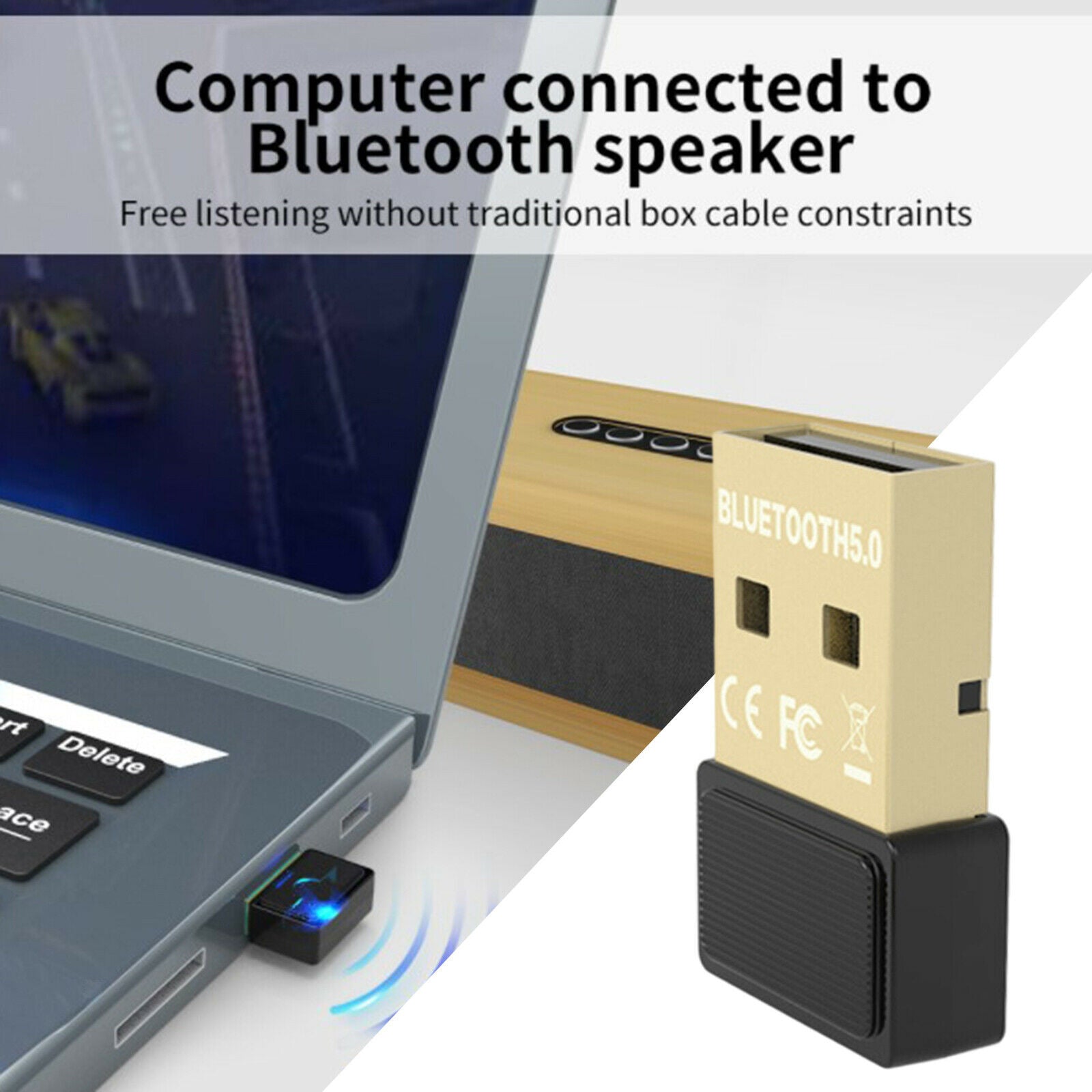 Portable Mini USB Bluetooth 5.0 Adapter Dongle Wireless for Home Stereo