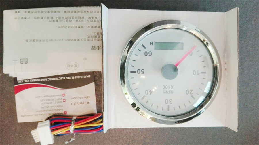 Waterproof Marine Tachometer Car Truck Boat Gauge With Hour meter 0-6000RPM 85mm